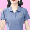 Рубашка поло с лацканами, новая летняя полосатая футболка с короткими рукавами, женская, большого размера, свободная, повседневная, спортивная