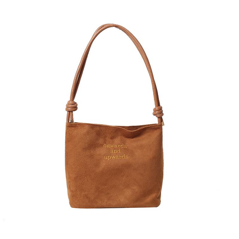 Сумка-тоут из оленьей кожи большой вместимости, трендовая, простая, однотонная, весна 2024