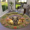 Elephant Decoration Round Area Rug,Carpet Rug for Living Room Bedroom Sofa Playroom Decor,Non-slip Floor Mat98