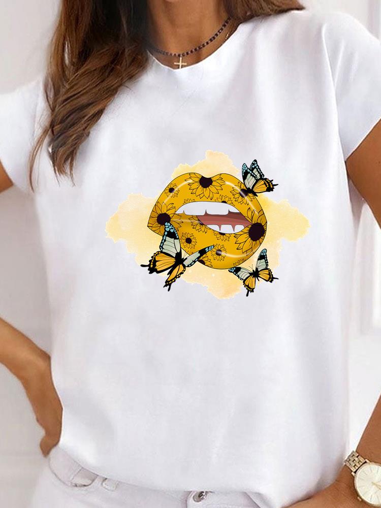 Женская одежда Bee Love Style Надпись Принт на одежде Футболка с коротким рукавом Летний топ Футболка Базовая модная графическая футболка