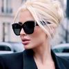 Women's High-End Cat-Eye Acetate Sunglasses: Large Frame, Slimming & UV Protection (SLM95)