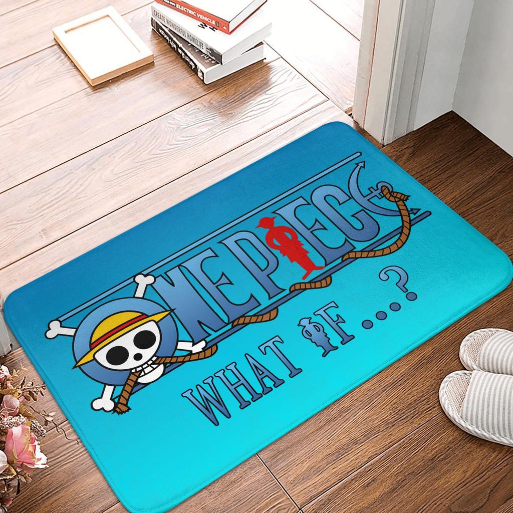 Anime One Piece Front Door Mat Anti-Slip Outdoor Absorbent Straw Hat Pirates Luffy Doormat Garden Garage Entrance Rug Carpet