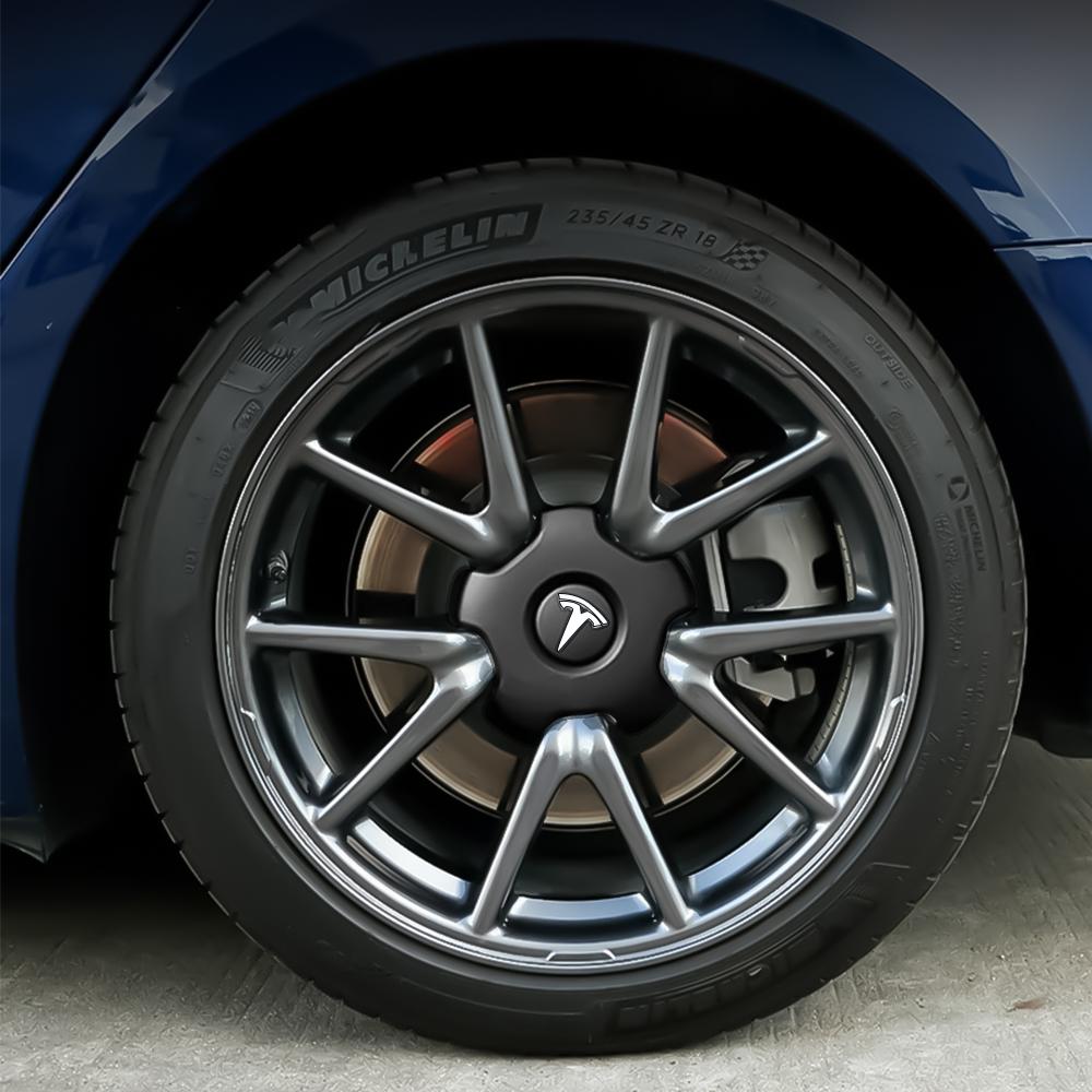4Pcs Car Wheel Center Covers Decoration Sticker ABS Auto Hub Caps Emblem Replacement 180mm For Tesla 3 X S Y Original Hubcaps