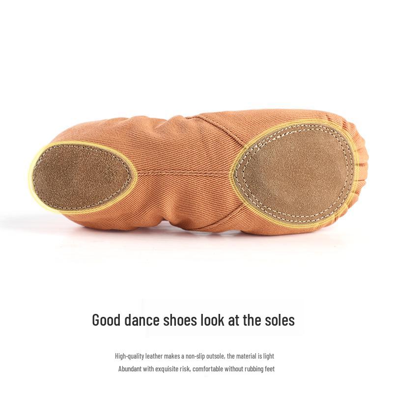 Детские балетные туфли с кошачьей лапкой: Эластичная, Мягкая Подошва, Холщовая Тренировочная Обувь без Шнурков