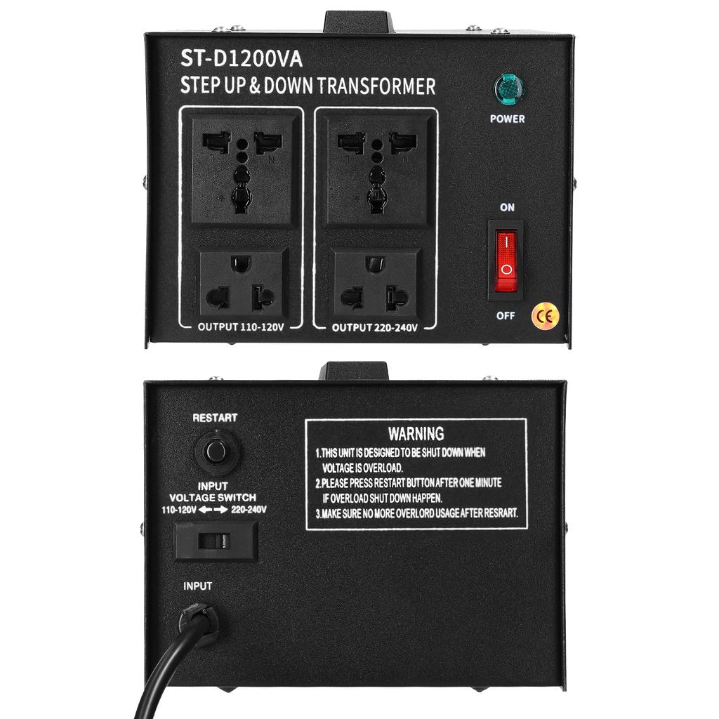 Step Up&Down Transformer Compact Size Voltage Converter 1200VA Portable Home Electrical Appliances