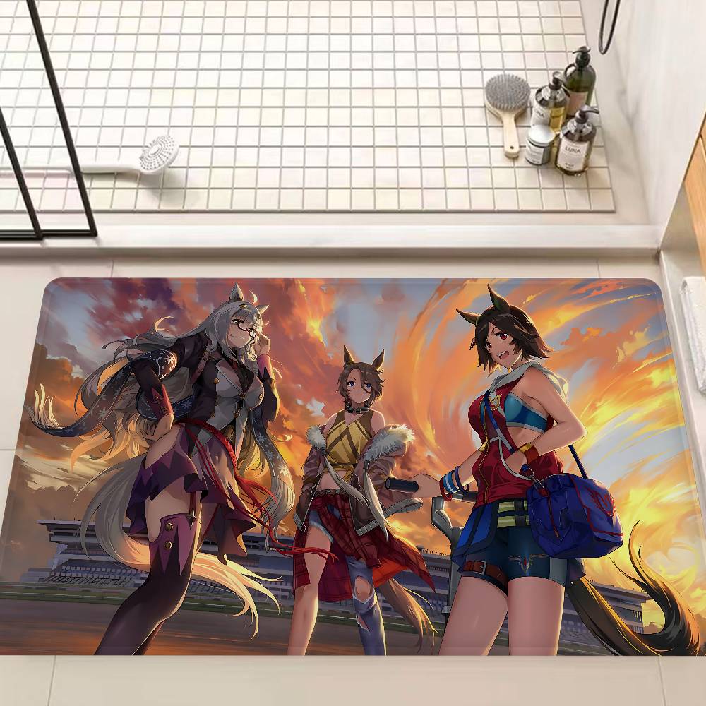 Game Uma Musume Pretty Derby Entrance Door Mat Washable Non-Slip Living Room Sofa Chairs Area Mat Kitchen Welcome Doormat