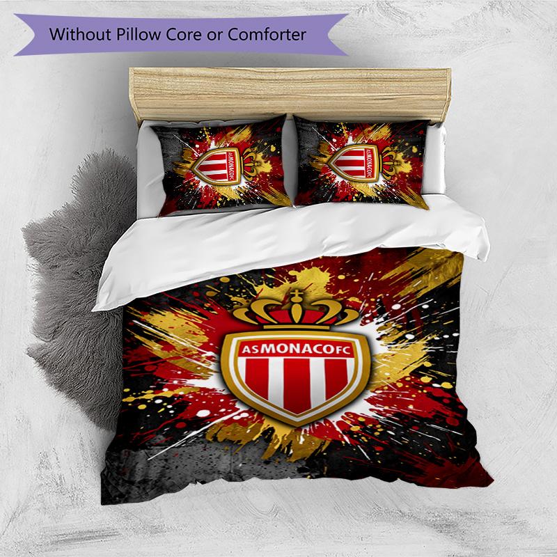 Monaco FC Printed 3PCS Bedding Set Breathable Duvet Cover with Pillowcases Decorative Bed Linen for Bedroom Home