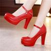 Block Heel Platform Pumps Women Shoes Black High Heels Shoes Ladies Elegant Office Shoes White Red Wedding Party Shoes Size33-43