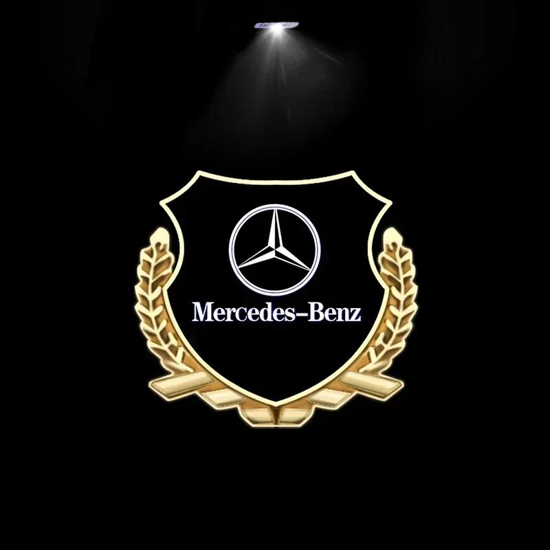 RNV4  2pcs Car door welcome light logo Emblem For Mercedes Benz A C E GLC GLA GLE GLB Class W177 W205 W212 W213 X253 X156 W166 X247