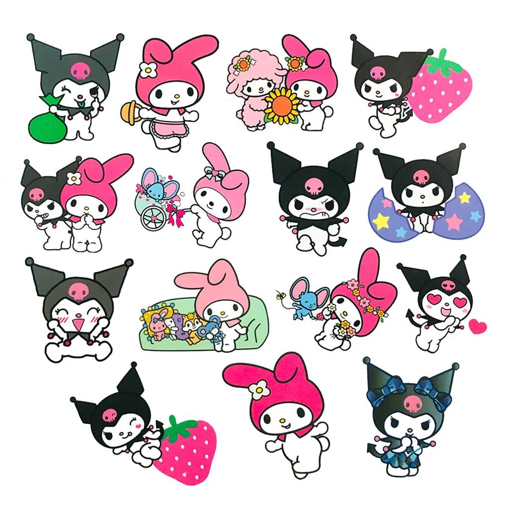 Наклейка Kuromi 50 симпатичных водонепроницаемых наклеек с фирменной печатью Kuromi, подходящих для набора, деталей, наклеек, упаковки, чемодана, автомобилей, мотоциклов, шлемов,