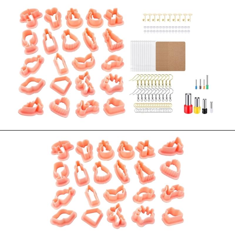 1Set Clay Earring Making Kits with Plastic Cutters Clay Tools and Earring Accessories for Clay Earrings Jewelry Making