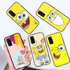 Black Case for iPhone 16 15 Plus 14 13 12 11 Pro 8 6 SE XR XS Max P30 Nova 5T Y5P Y6 Y7 Y8P Y9 Realme C30 C33 C31 S-38 Cute Spongebob