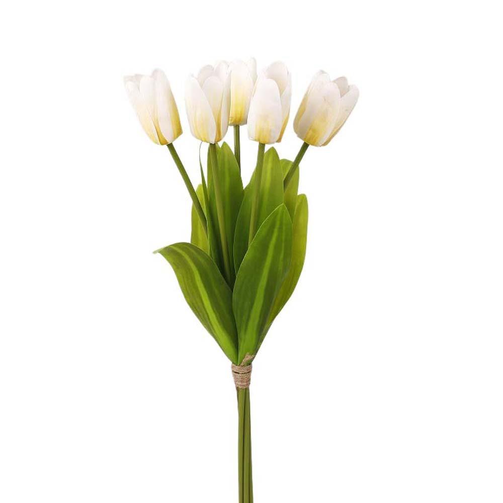 Real Touch Artificial Tulip Flowers Realistic Handmade Simulation Big Tulip 5-Heads 52 cm Faux Tulip Branch Dining Table