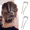 French Hair Fork Elegant Faux Pearl Anti-slip Long Thick Hair Updo Bun Metal U-Shaped Hair Pin Stick Women Girls Hair Accessories