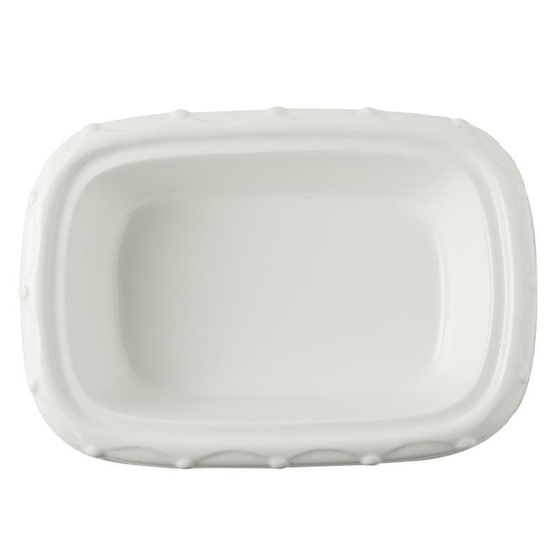 Creative Pearl Edge Fruit Salad Round Bowl Ceramic Soup Bowl Large Rectangle Dry Pot Household Cheese Baked Rice Bowl