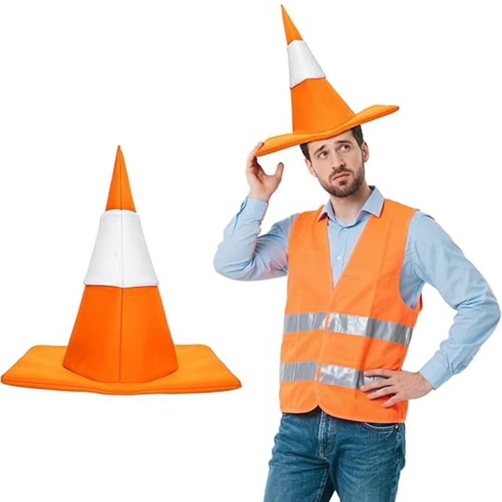 Foldable Design Conical Hat Stage Hat Party Hip Hop Hat Funny Traffic Cone Hat Stage Performance