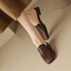 Мода 2025 Лето Женские Мюли Натуральная Кожа Женская Обувь Квадратный Носок Низкий Каблук Обувь Закрытый Носок Слипоны Женские Сандалии Ретро Шлепанцы