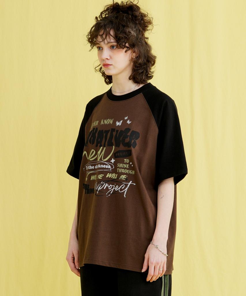 WV PROJECT Something Raglan Short Sleeve T-Shirt Brown Mjst7708