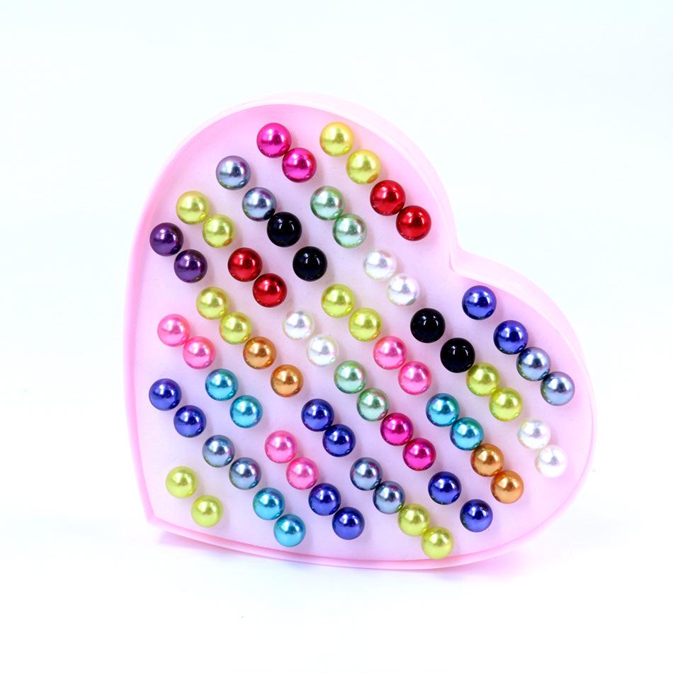 Корейский комплект серег с искусственным жемчугом – 36 пар в коробке в форме персикового сердца, бесплатная доставка