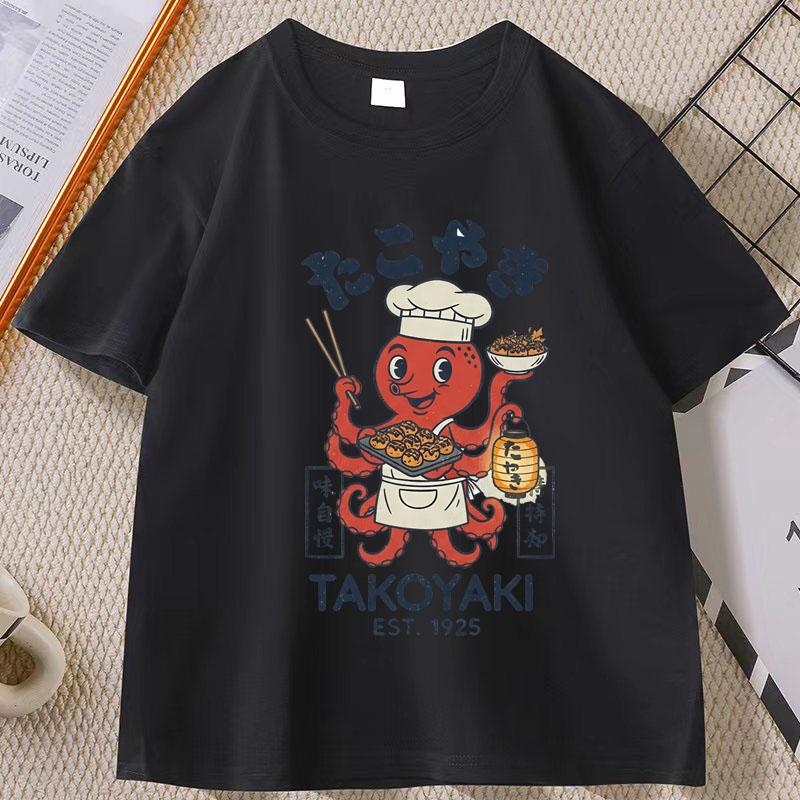 Japanese Osaka Octopus Tshirt for Unisex WOMEN Casual Cotton Short Sleeve Round Neck Printed Tshirt Takoyaki Anime Graphic Tees