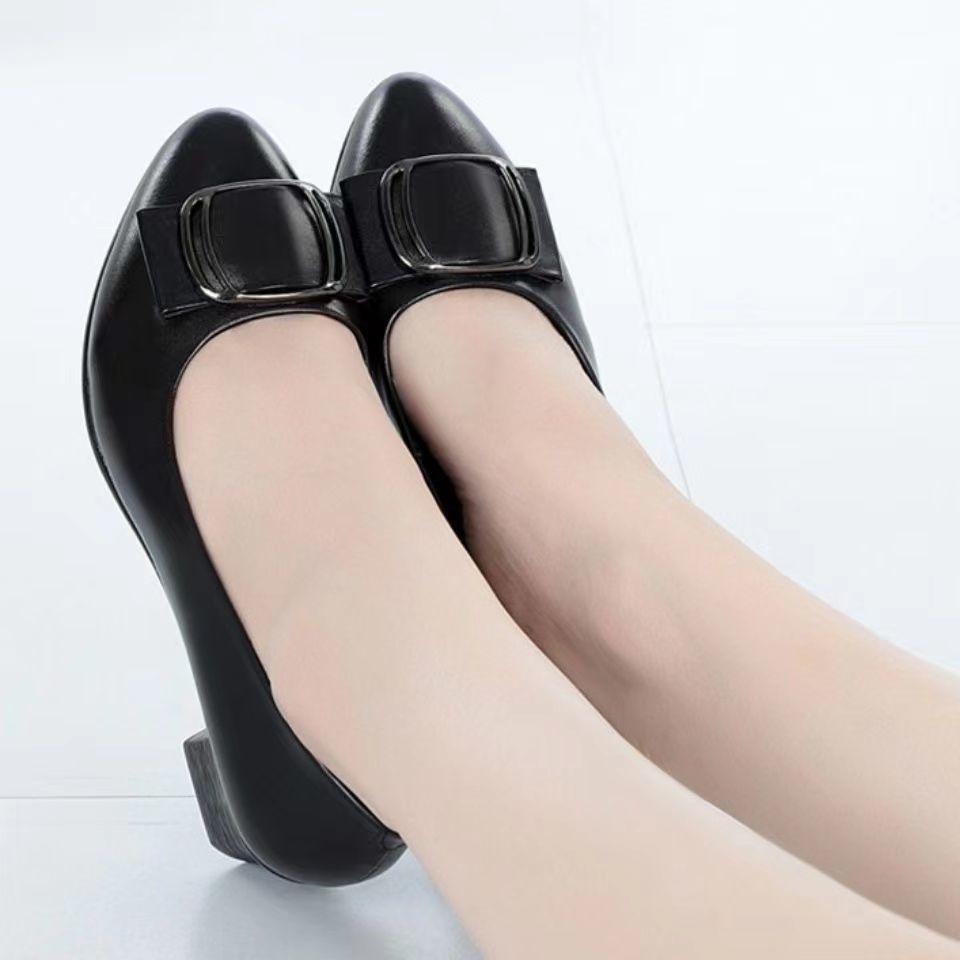 Fashion Shoes for Woman 2024 Normal Leather Casual with Medium Heels Women's Summer Footwear Square E Discount Slip on Sale Chic Point A