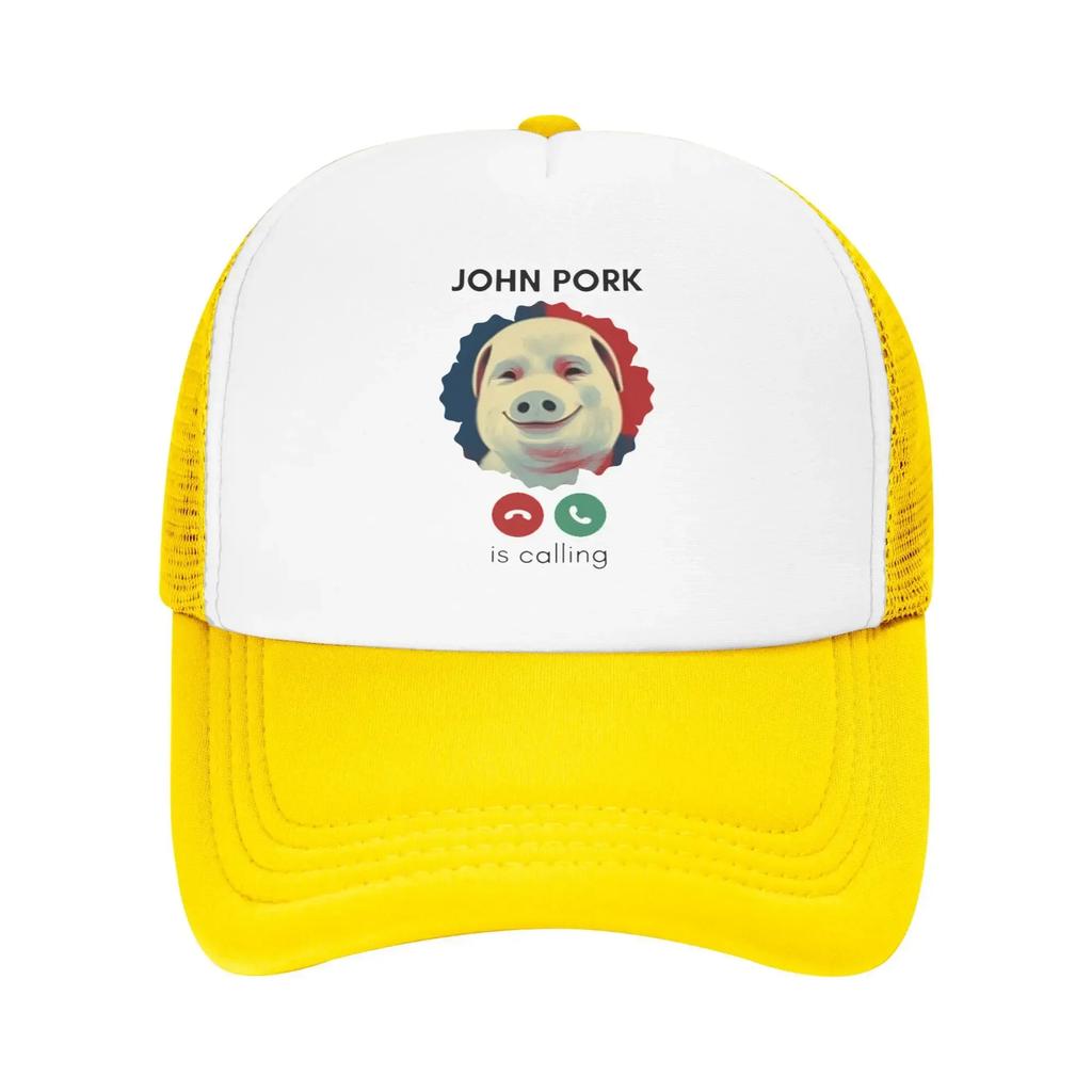Новый Дизайн Забавные John Pork Is Calling Сетчатые Бейсболки для Кемпинга Женские Мужские Летний Юмор Свинья Пляжная Кепка Рыбалка Тракер