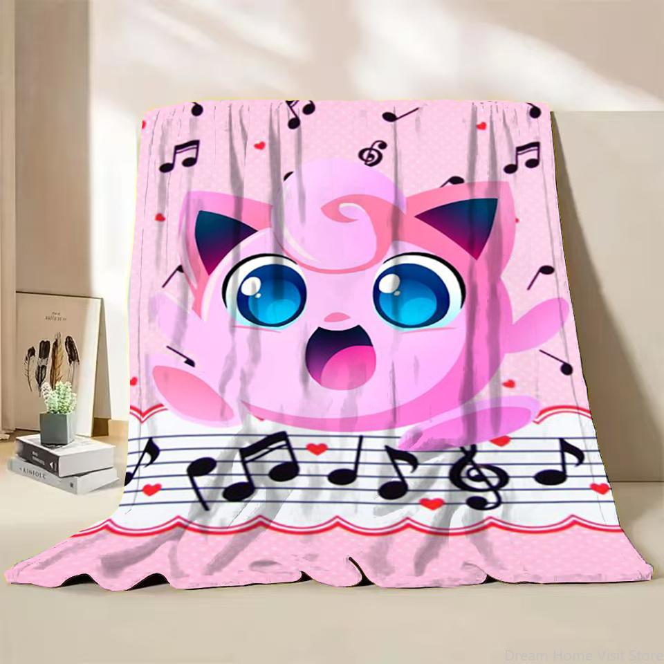 Pokemon Jigglypuff Flannel Kids Blanket Cartoon Cute Plush for Home Bedroom Sofa Picnic Office Cover Soft Blankets Winter Gifts