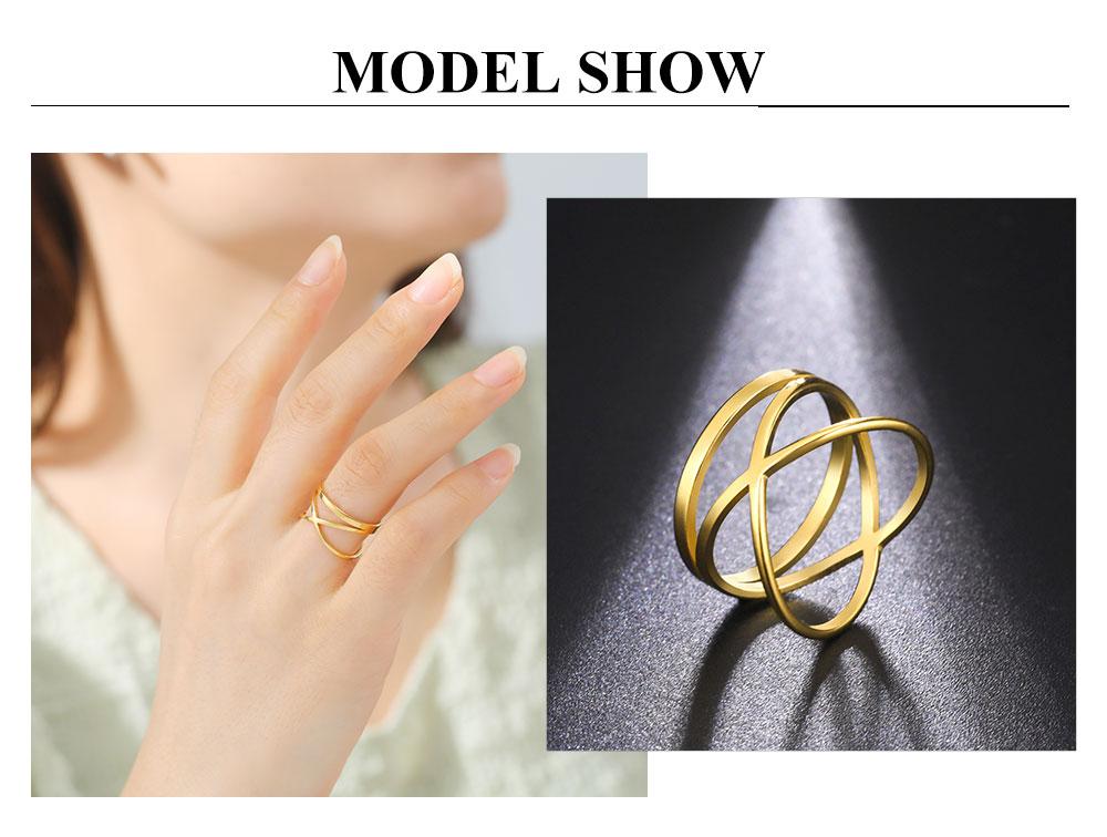 Cazador Stainless Steel Geometric Cross Rings for Women Minimalist Gold Color Finger Rings 2026 Jewelry Mother Day Party Gift
