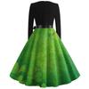 Women's Fashion V-Neck Casual Slim St Patrick's Day Printed Long Sleeve Dresses