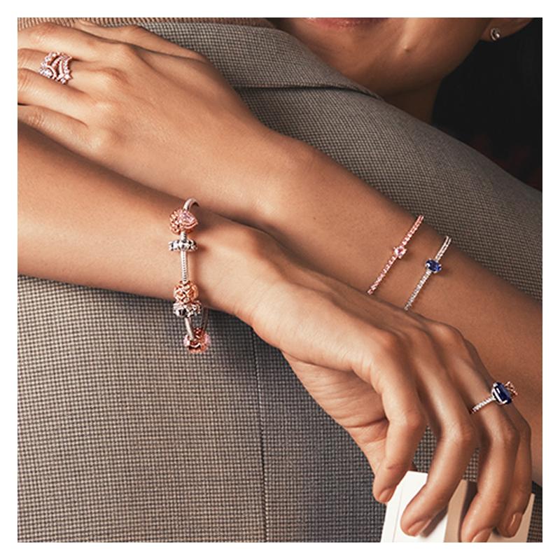 Pandora Sparkling Heart Embellished Tennis Bracelet Women's 580041C01
