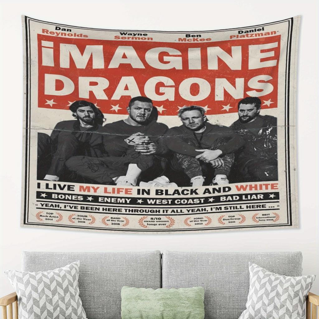 1 шт. Гобелен с изображением группы Imagine Dragons Прочный, устойчивый к складкам, мягкий полиэстер, настенное панно с вдохновляющими цитатами