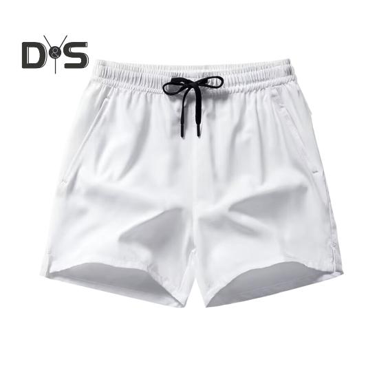 Men Shorts Elastic Waistband Adjustable Drawstring Casual Shorts with Pockets Solid Color Quick Drying Sport Shorts