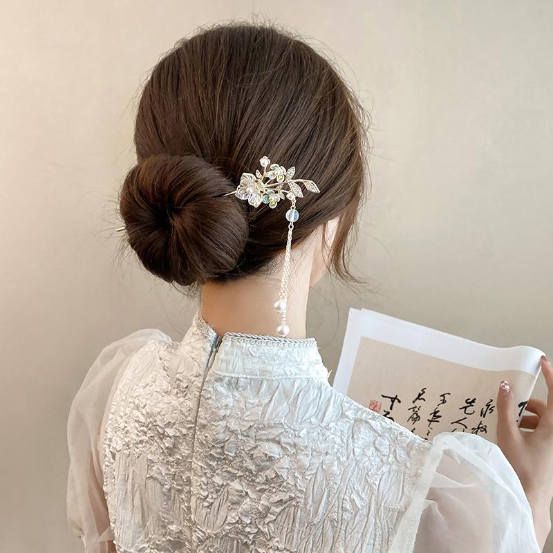Ландыш древний стиль walking hairpin высокая чувственность классический жемчуг hanfu hairpin hairpin лето cheongsam disc hair hairpin