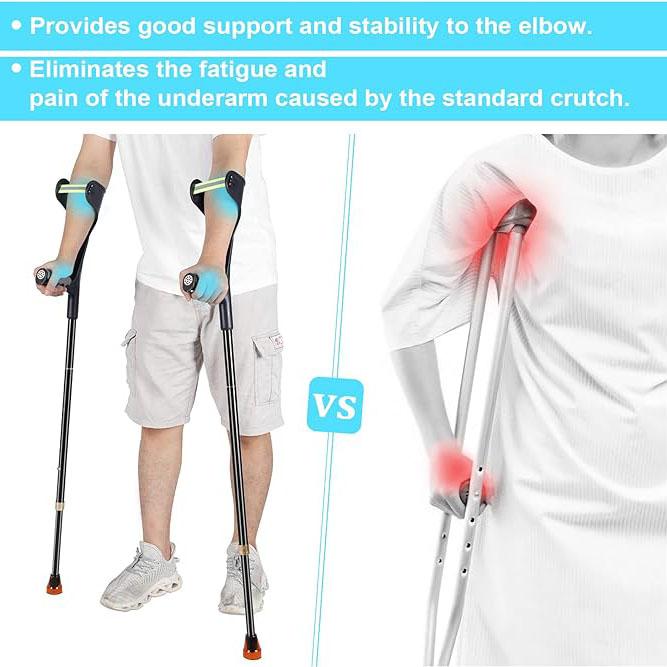 Парные костыли на предплечье, эргономичные складные костыли на предплечье для взрослых с травмой ноги, 10-уровневая регулируемая высота, алюминиевые костыли для ходьбы
