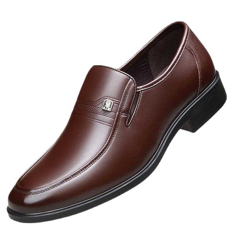 Old Man Men's Spring and Autumn New Leather Shoes Men's Office Business Formal Wear Openwork Men's Shoes Pointed Toe Wedding Shoes 87002