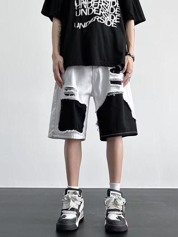 Расклешенные черно-белые мужские джинсы — американский стиль, дизайн Mandarin Duck, стильные широкие штанины уличного стиля.