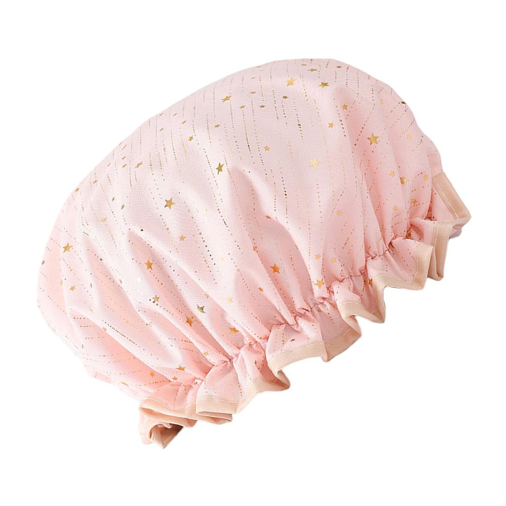 Двойная шапочка для душа Водонепроницаемая шапочка для волос Горячая золотая напечатанная териленовая хлопковая шапочка для душа для купания женщин