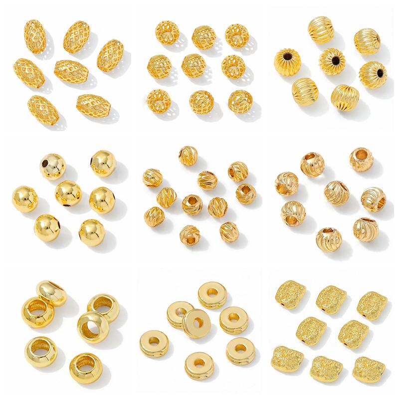 14K/18K Gold Plated Brass Metal Stripe Spacer Beads Separator For Beads Loose Beads For Bracelet Necklace Making Accessories