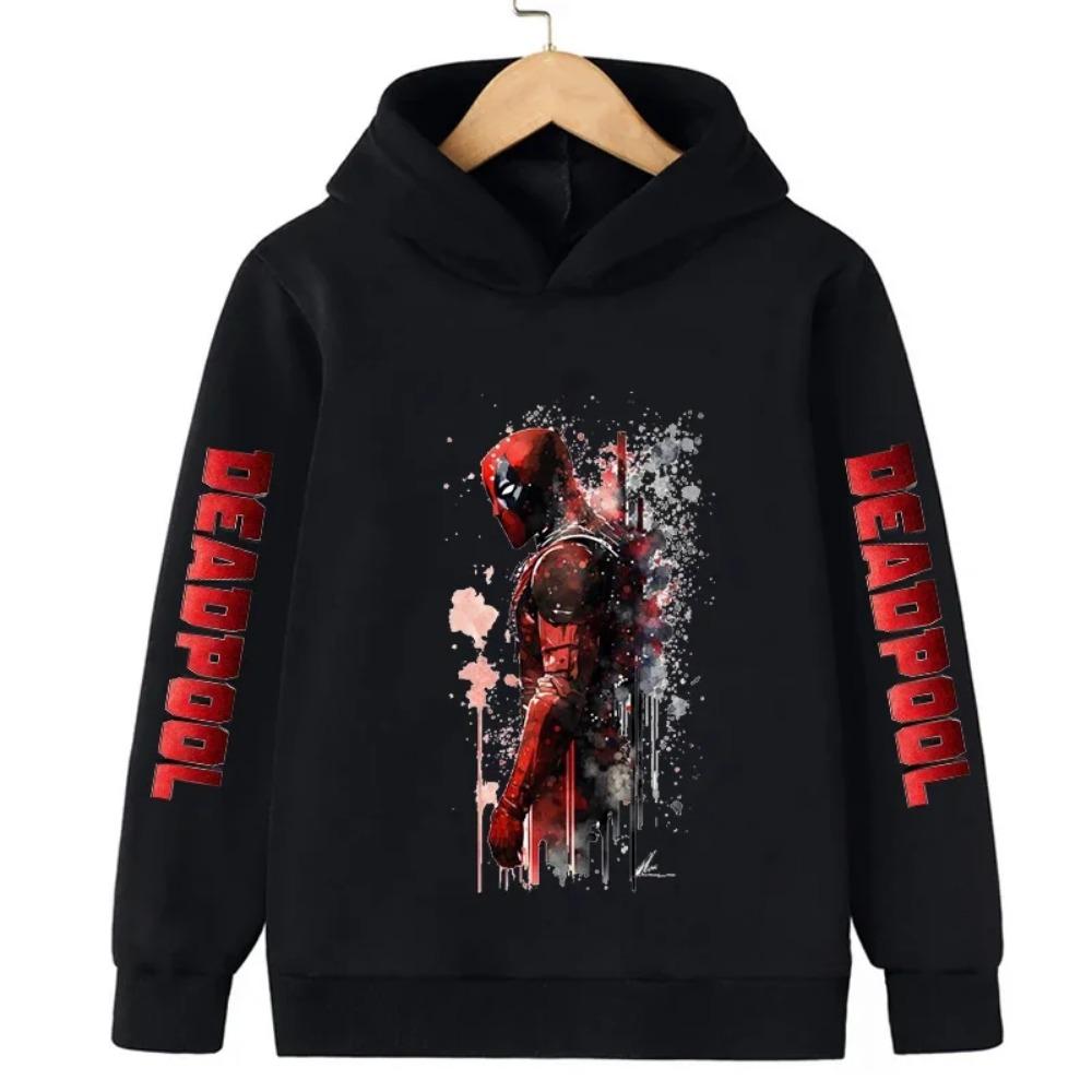 Deadpool Graphic Kids Hoodies Boys Fashion Pullover Autumn Clothing Cartoons Casual Clothes Girl Tops Sweatshirts