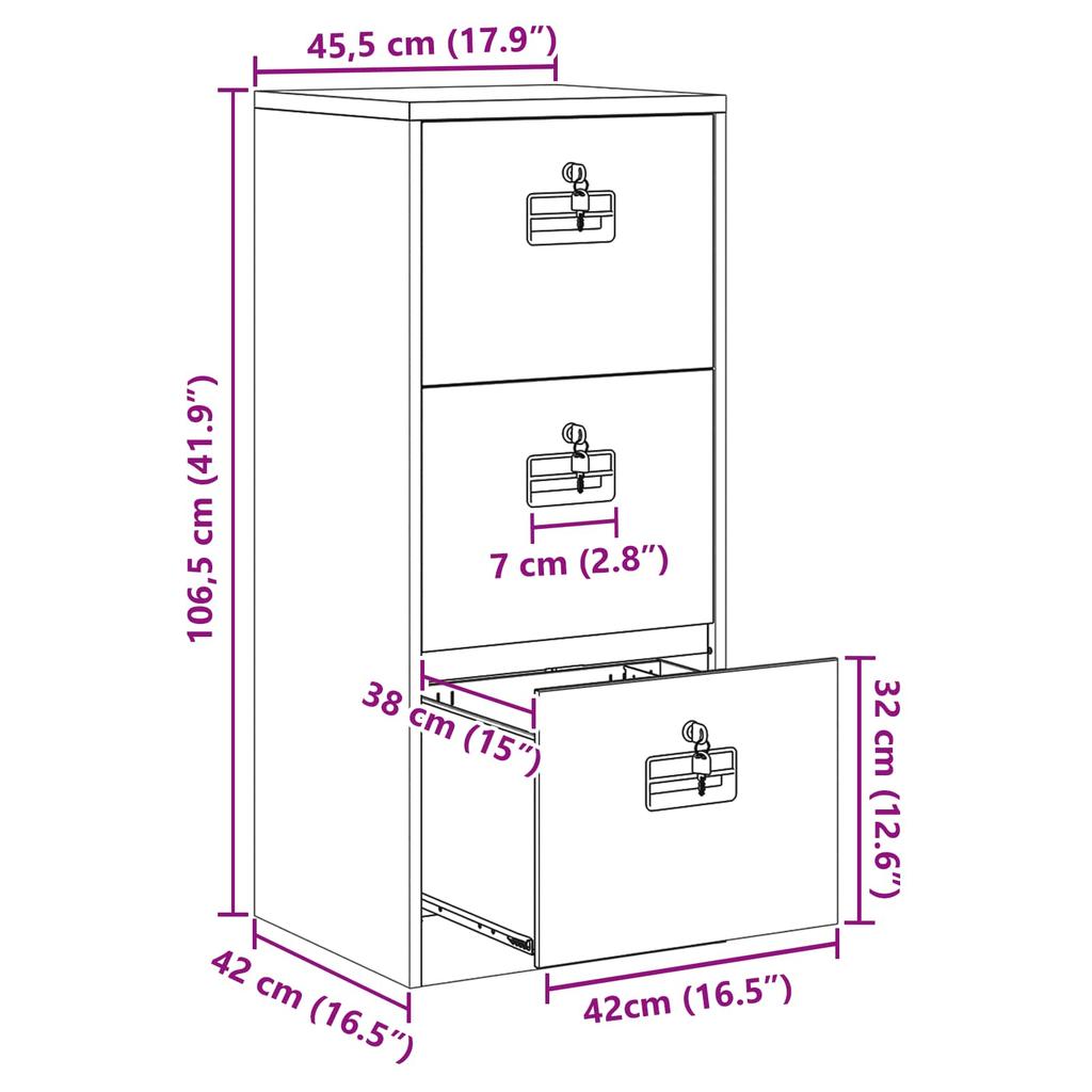 Filing Cabinet Mustard Yellow 45.5 x 42 x 106.5 cm Cold Rolled Steel