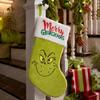Christmas Stocking Green Grinch Merry Grinchmas Embroidered Plush Hanging Decor