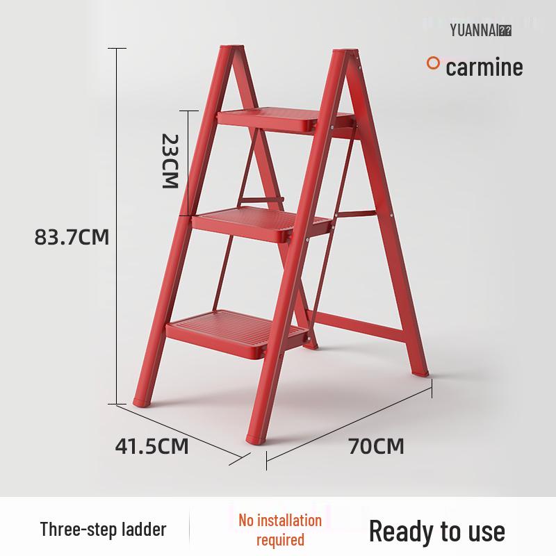 Red Festive Folding Telescopic A-Frame Ladder Stool: Indoor & Outdoor Use