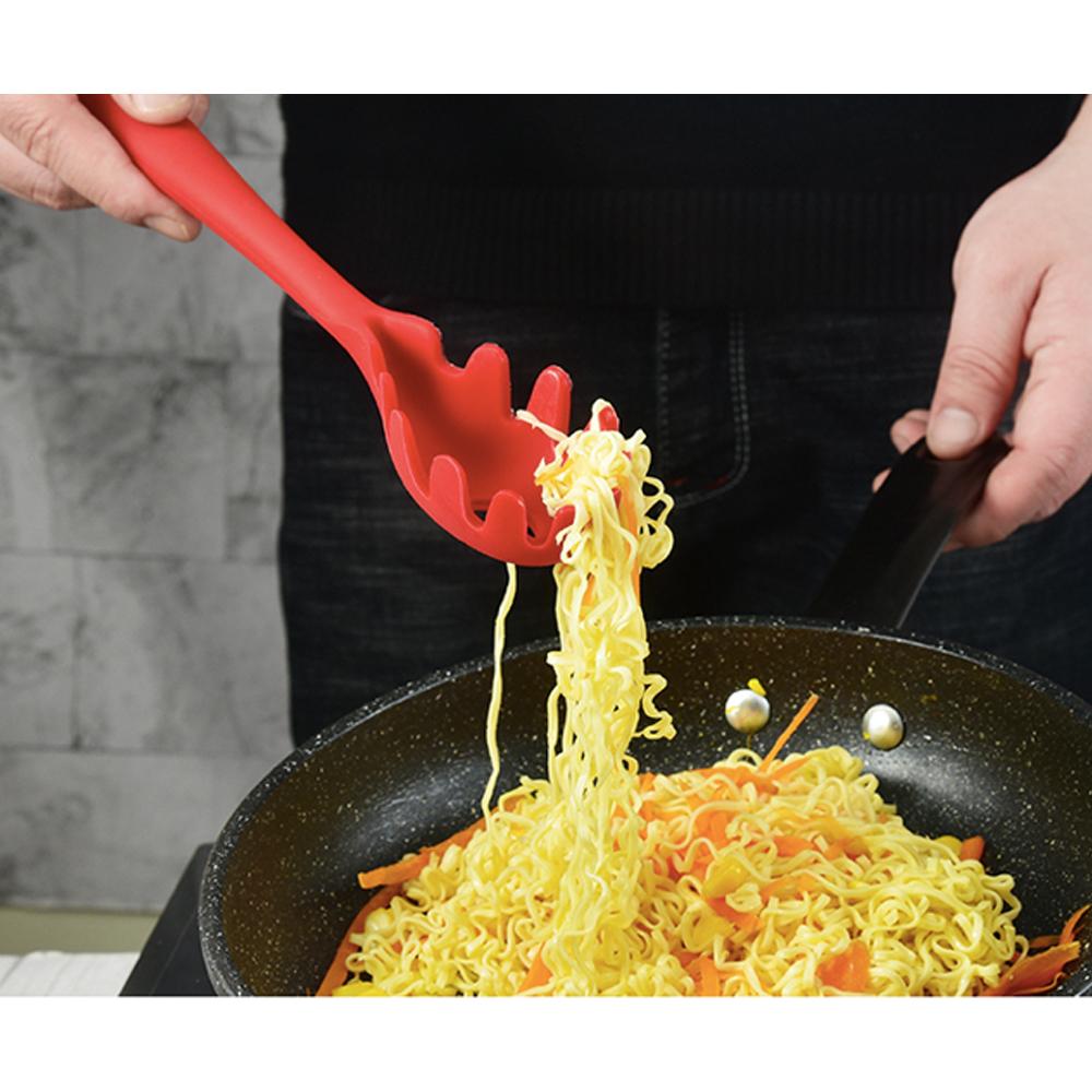 11.2 inch Pasta Fork Premium Silicone Spaghetti Strainer Heat Resistant Noodle Spoon Server Food Grade Kitchen Cooking Tools6