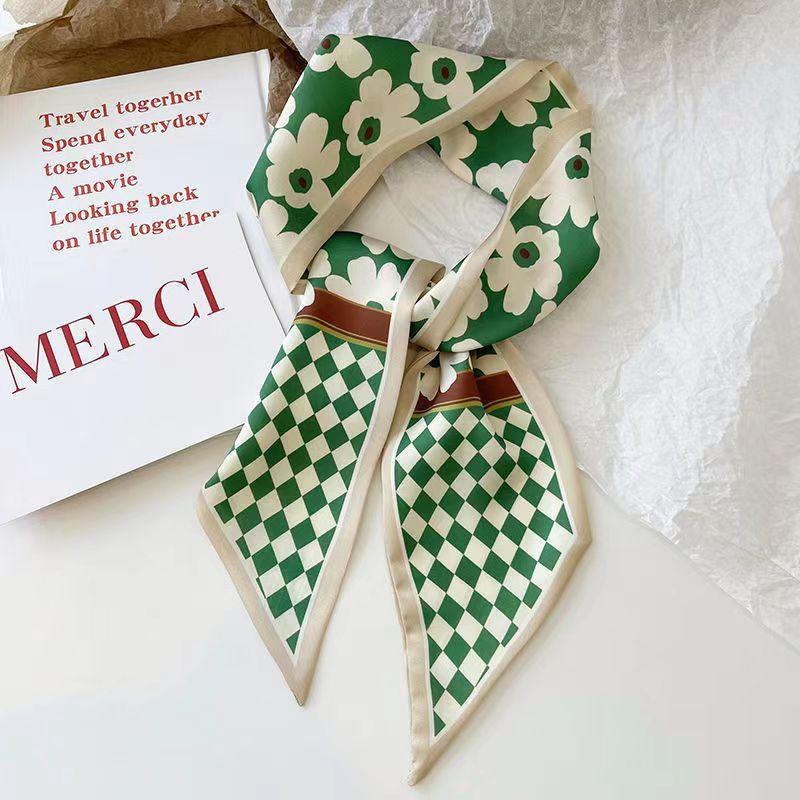 Small Long Ribbon, Silk Scarf, Headband, Streamer, Women's Scarf, White Versatile Tie, French Tie, Strap, Gift Silk Scarf.