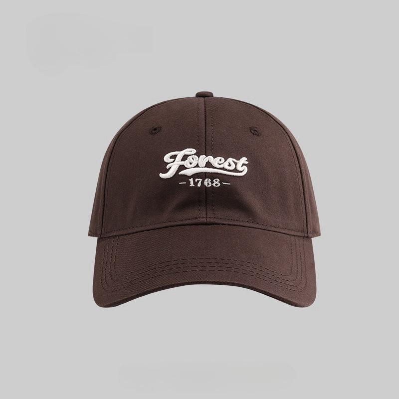 Letter Embroidered Baseball Cap for Women with Big Round Face Suitable for Beige Versatile Wide Brim Showing Face Small Duckling Cap