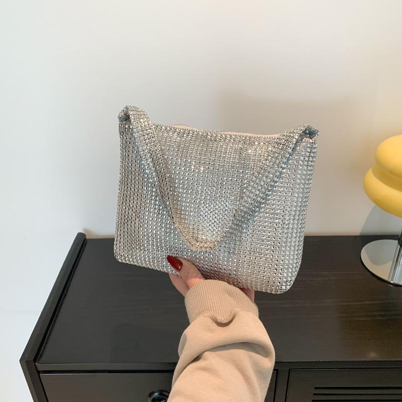 This Year's Popular Bag New 2024 European and American Fashion Rhinestone Retro Shoulder Bag Ins Women's Crossbody Armpit Bag