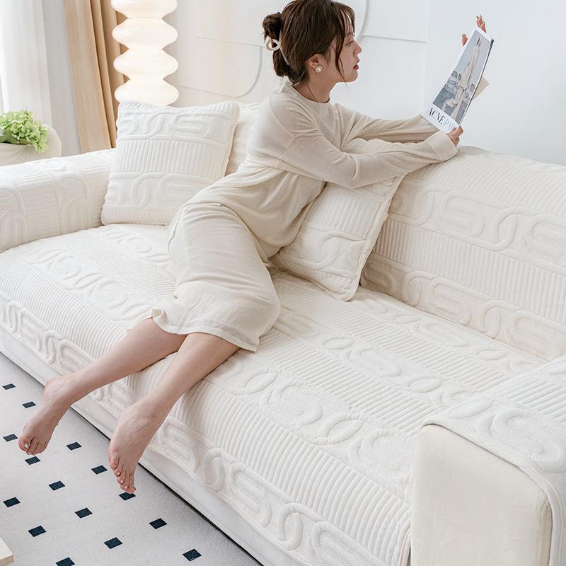 Winter Plush Non-Slip Sofa Cushion Modern Leather Cover Soft Seat Pad for Home Decor