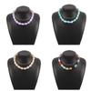 2Pcs/Set Stone Colorful Resin Necklace Multilayer Clavicle Chain Stone Beads Short Choker  Women