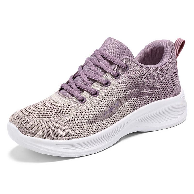 Running Shoes Women's 2025 Casual Soft-soled Sneakers Breathable Single Shoes Fly-woven Mesh Shoes Sneakers