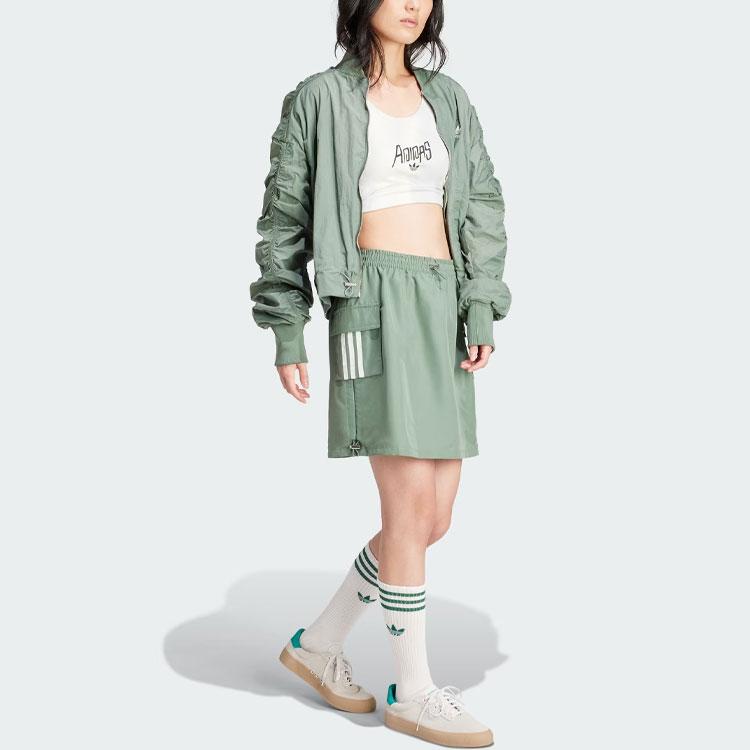 Adidas Спортивная юбка в стиле карго Originals с контрастными тремя полосками, женский низ, зеленый IX6001